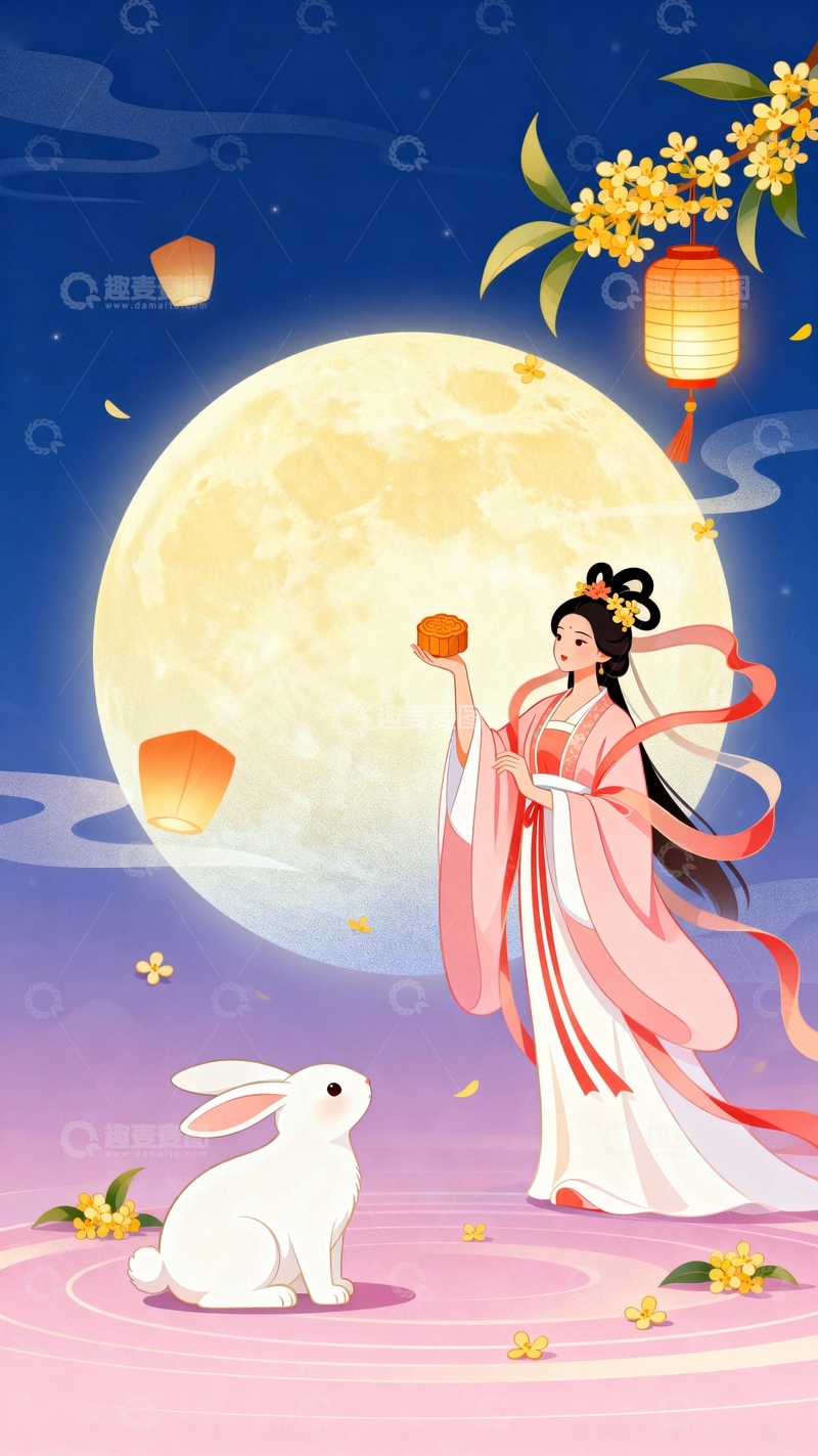 高清大图下载【趣麦麦图】中秋节国潮风节日背景06