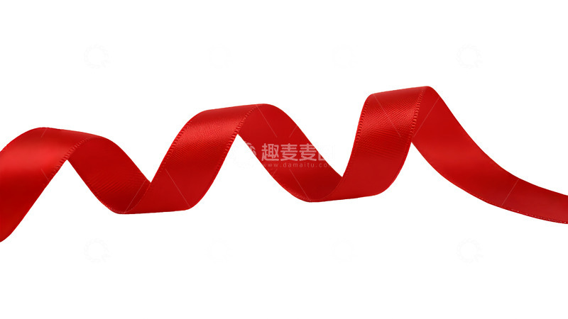 红色卷曲波浪形丝带免扣元素