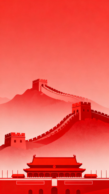 中国经典建筑红色剪影11