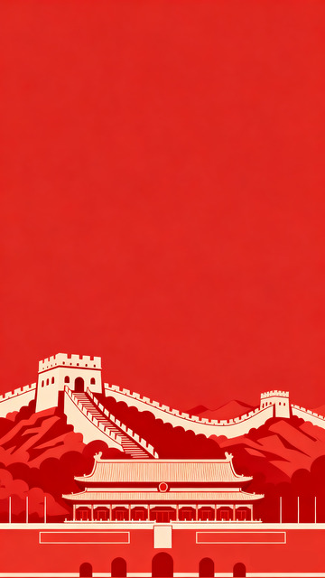 中国经典建筑红色剪影14