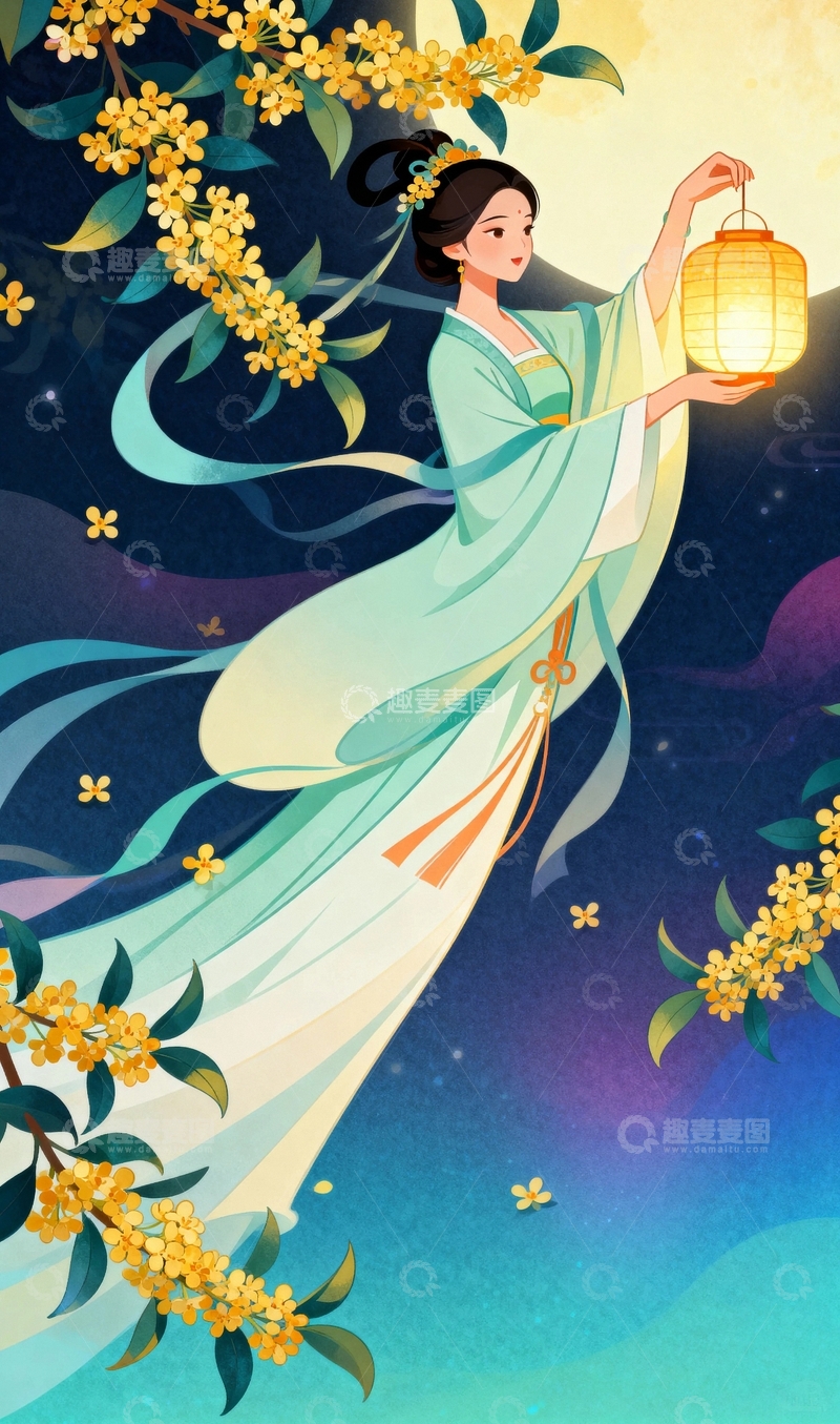 高清大图下载【趣麦麦图】中秋节国潮风节日背景09