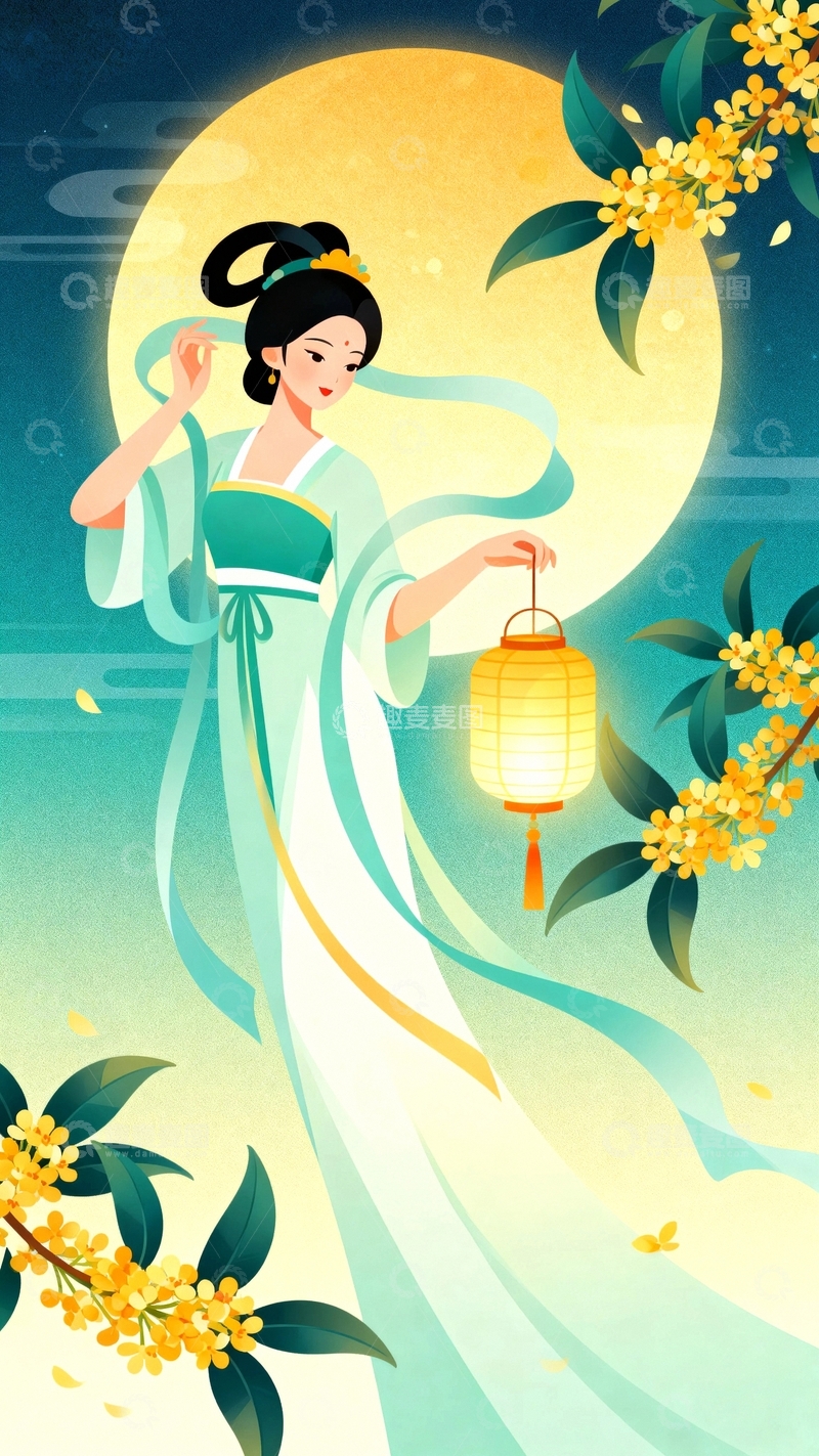 高清大图下载【趣麦麦图】中秋节国潮风节日背景07