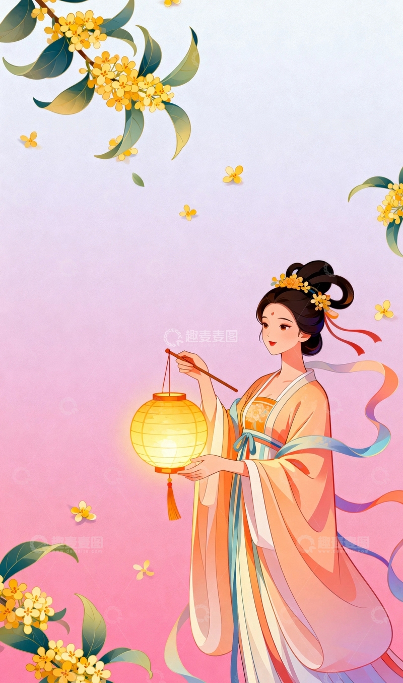 高清大图下载【趣麦麦图】中秋节国潮风节日背景10