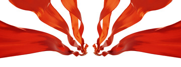 舞动的红色绸带免扣元素