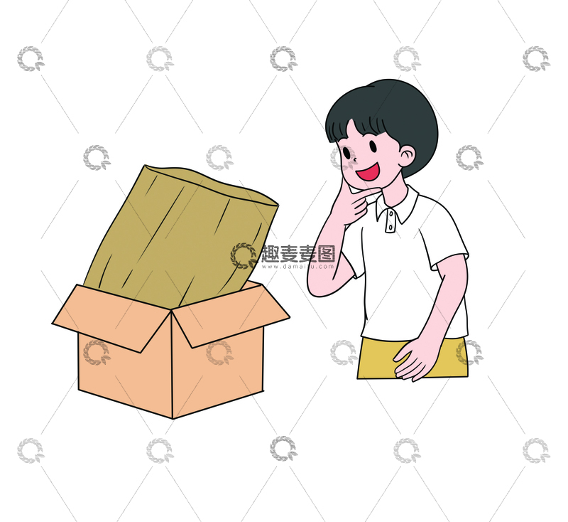 源文件下载【趣麦麦图】-男孩子搬箱子惊讶