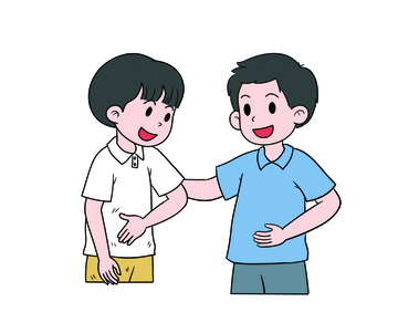 两个男孩子快乐交谈