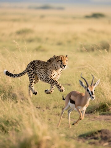 猎豹追逐瞪羚的瞬间