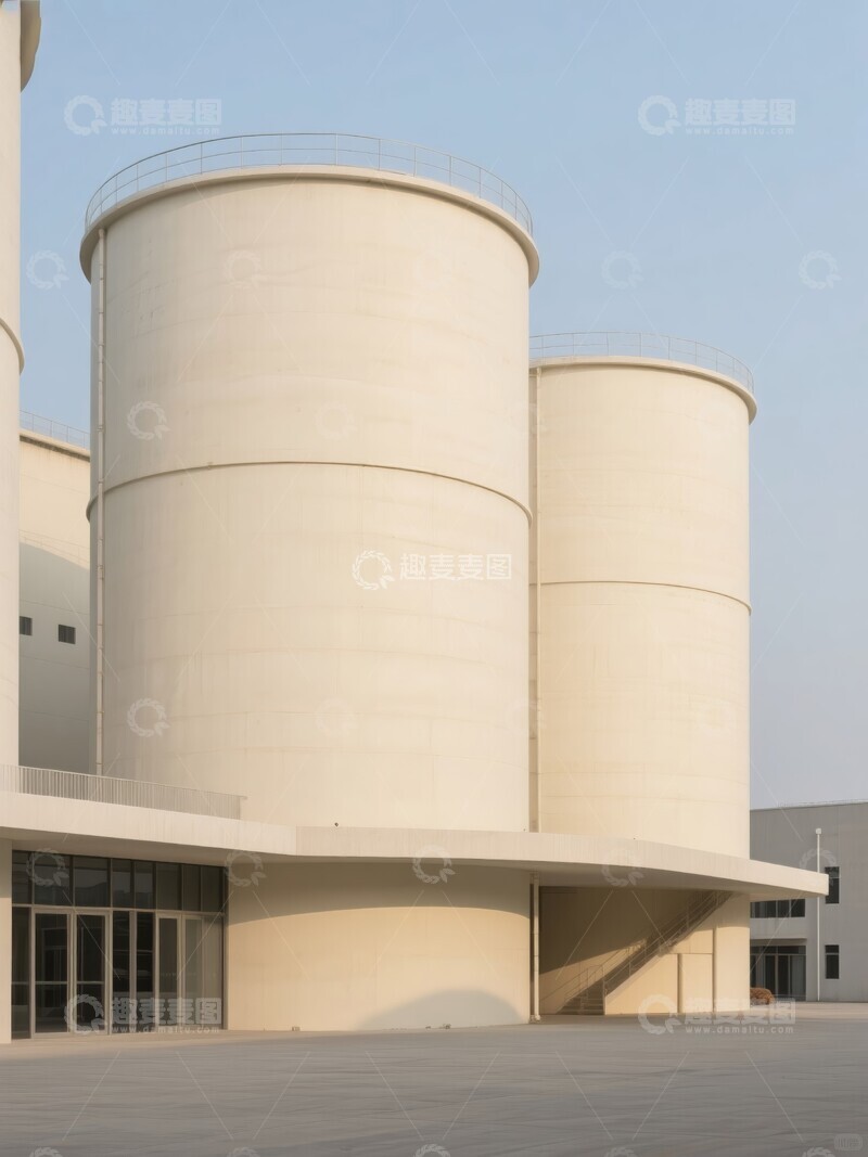 高清大图下载【趣麦麦图】农场中的白色谷仓与附属建筑