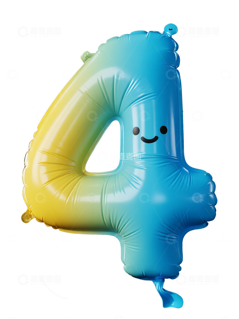 高清大图下载【趣麦麦图】数字 4 造型卡通气球图