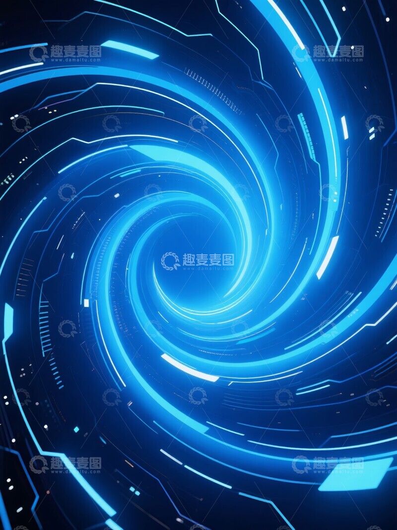 高清大图下载【趣麦麦图】蓝色科技隧道螺旋光效