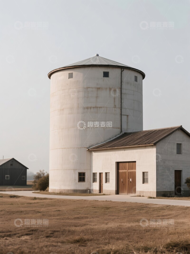 高清大图下载【趣麦麦图】白色筒仓与附属建筑摄影