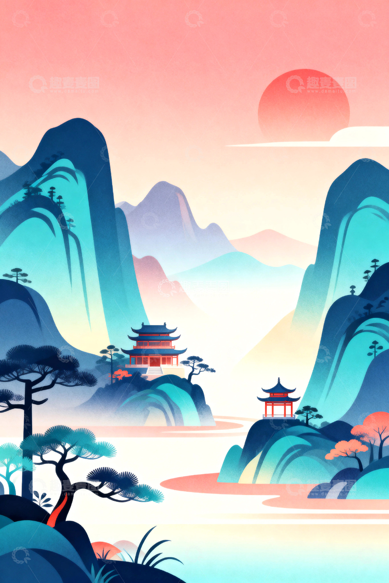 高清大图下载【趣麦麦图】国潮中国风背景12