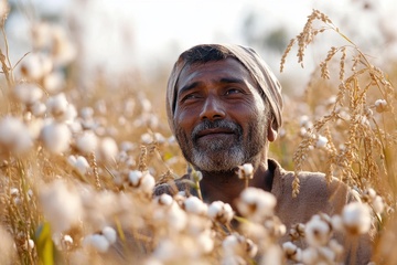 棉花地里采摘棉花的黑人大爷