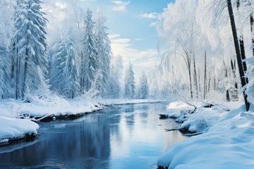 冬季河流雪地自然美景