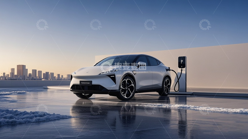 高清大图下载【趣麦麦图】银灰色新能源汽车正在充电4