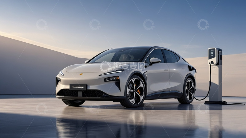 高清大图下载【趣麦麦图】银灰色新能源汽车正在充电5