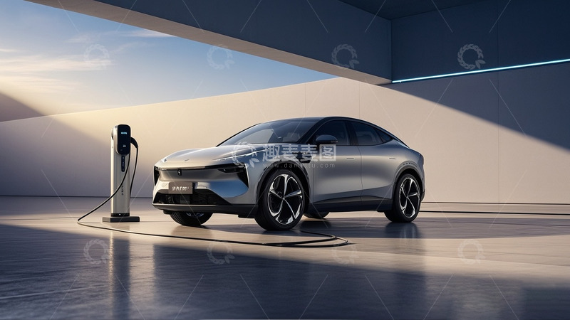 高清大图下载【趣麦麦图】银灰色新能源汽车正在充电7
