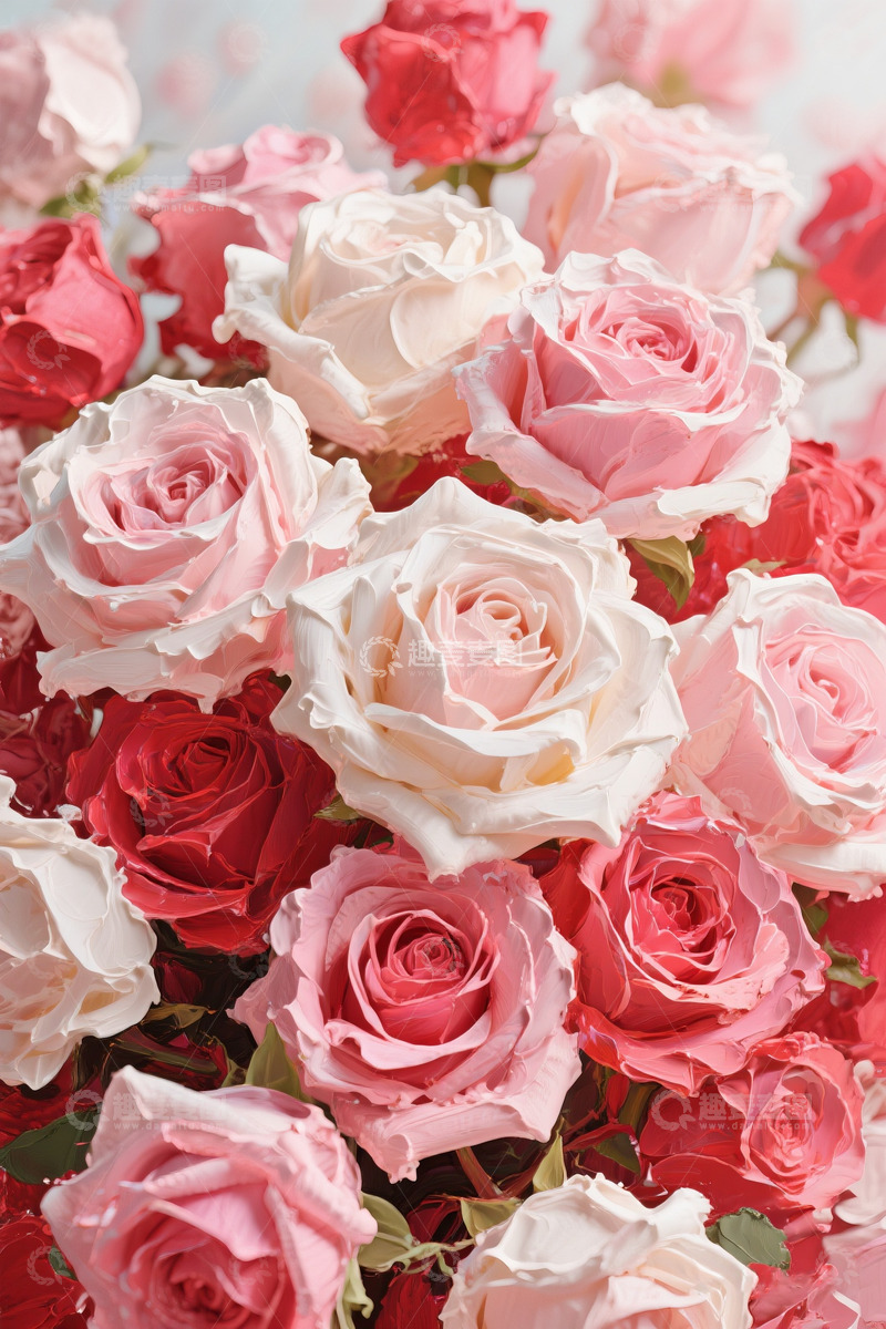 高清大图下载【趣麦麦图】油画粉色玫瑰花素材