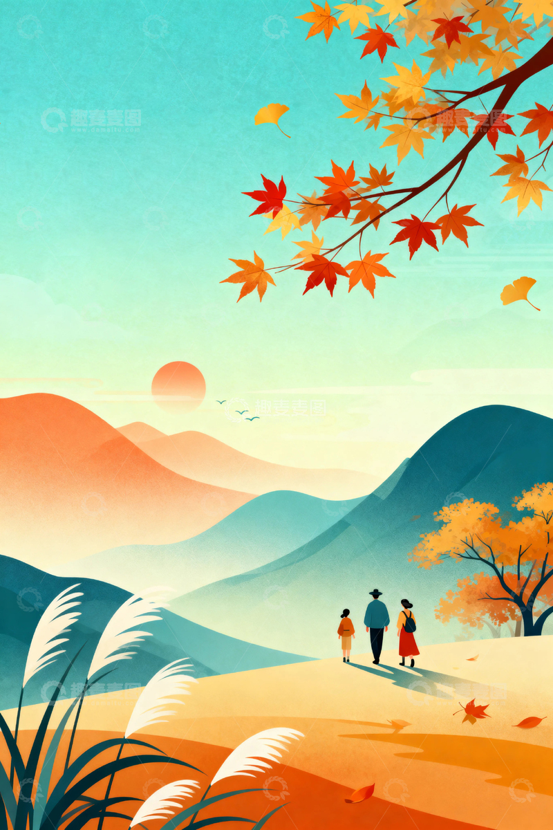 高清大图下载【趣麦麦图】国潮秋天秋分背景112