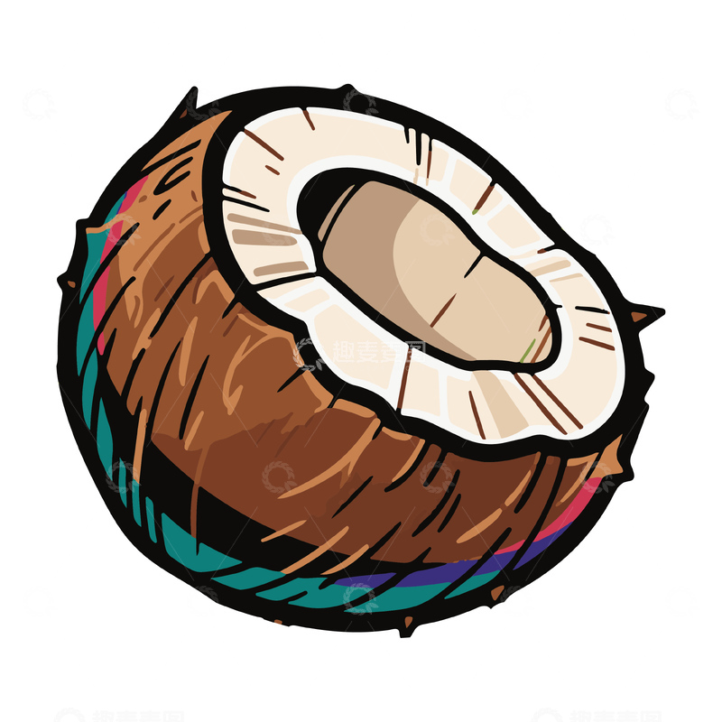 源文件下载【趣麦麦图】-一个破壳的椰子