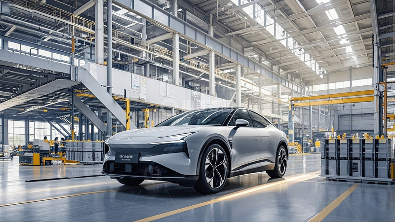 高清大图下载【趣麦麦图】现代化工厂中的新能源汽车2