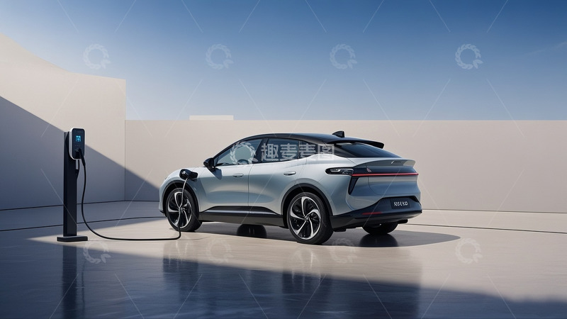 高清大图下载【趣麦麦图】银灰色新能源汽车正在充电6