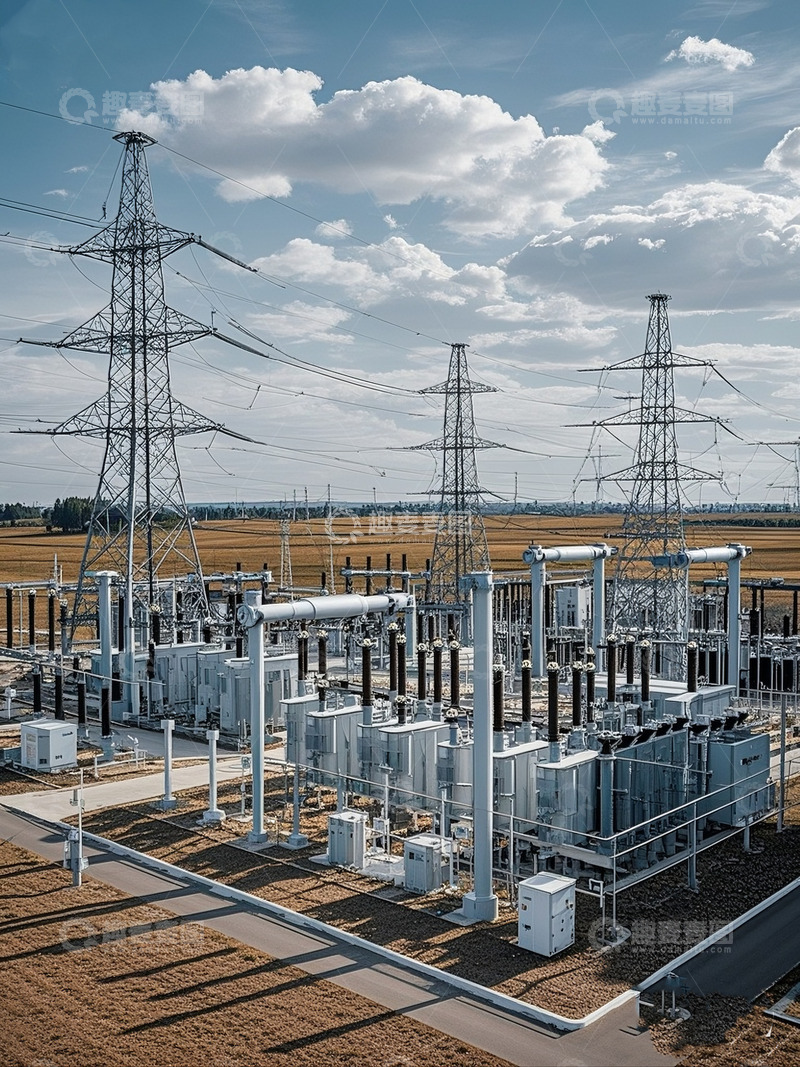 高清大图下载【趣麦麦图】郊外的高压变电站设施