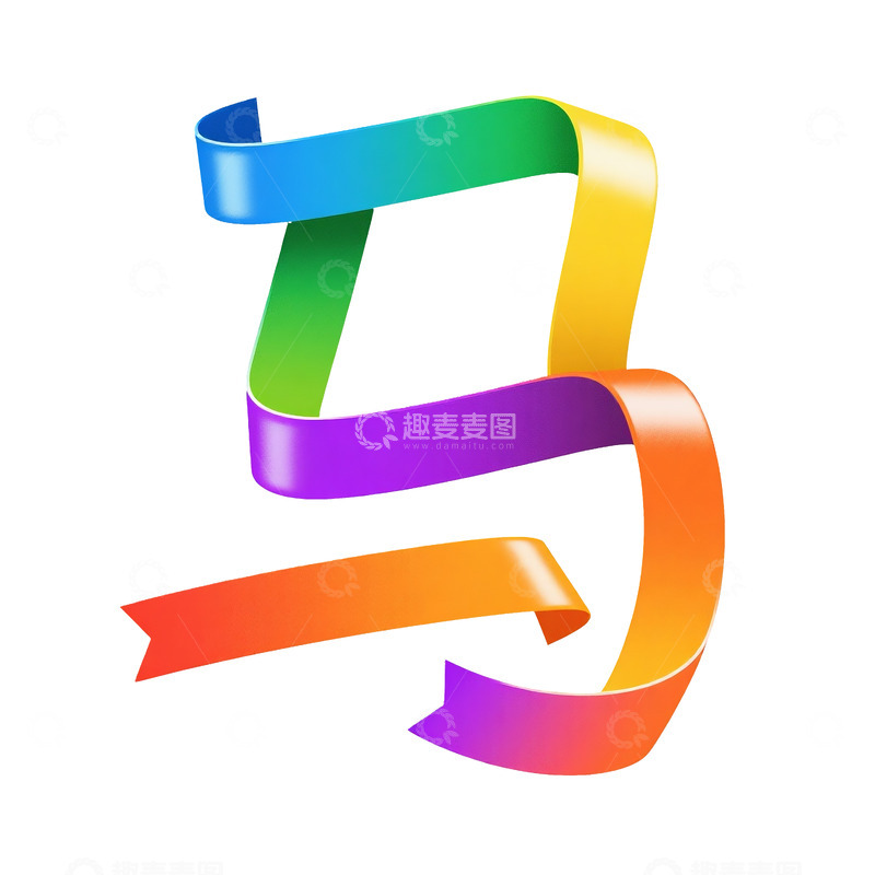 马 彩色丝带缠绕 png