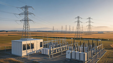 田野中的高压输电与变电站