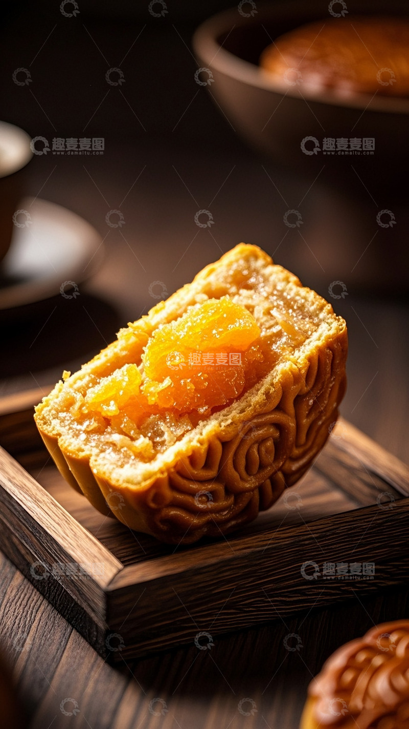 高清大图下载【趣麦麦图】-中秋节蛋黄月饼素材海报