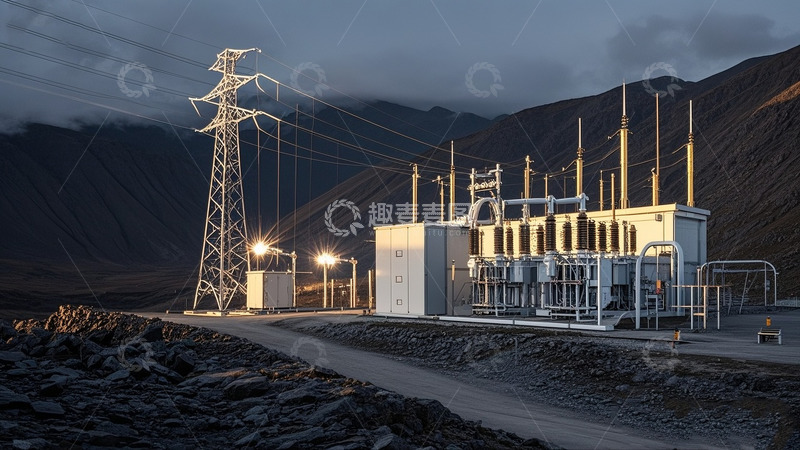 高清大图下载【趣麦麦图】山间变电站与输电塔景致