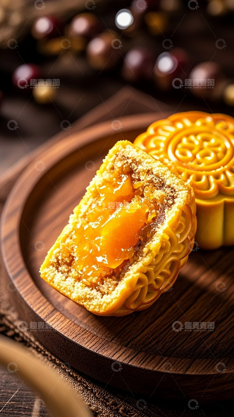 高清大图下载【趣麦麦图】-中秋节蛋黄月饼素材海报