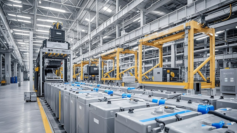 高清大图下载【趣麦麦图】现代化电池生产工厂车间