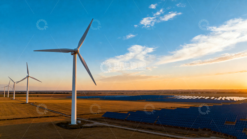 高清大图下载【趣麦麦图】风电光伏共生的美丽能源场