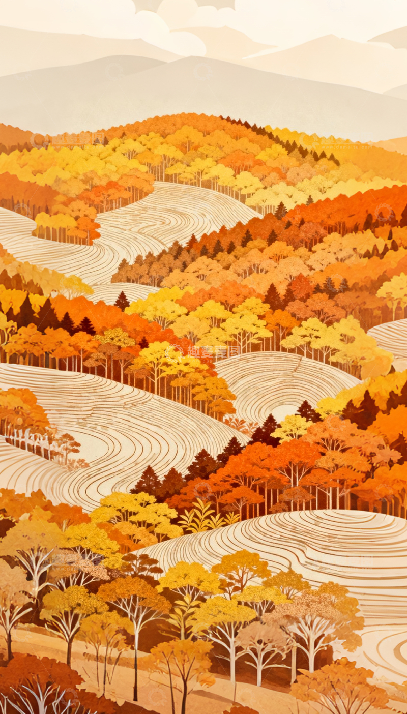 高清大图下载【趣麦麦图】森林秋天插画1