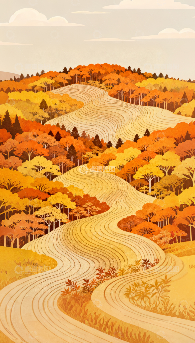 高清大图下载【趣麦麦图】森林秋天插画2