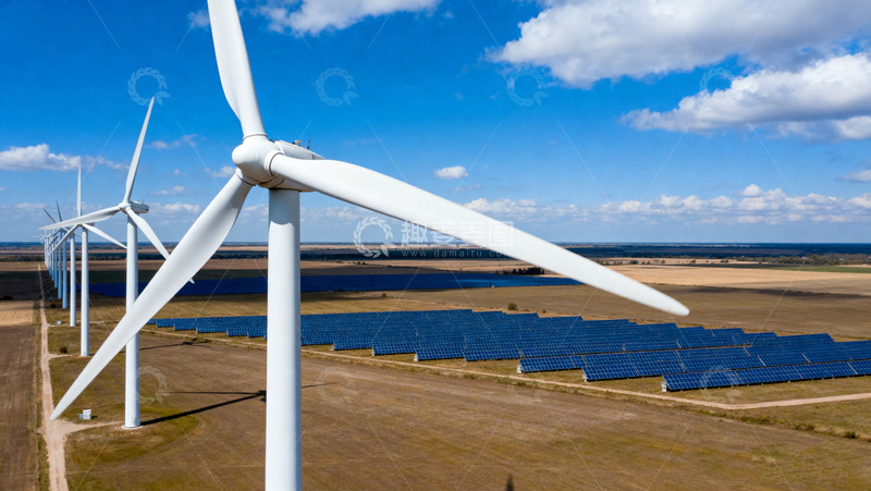 高清大图下载【趣麦麦图】风力与太阳能发电场景观