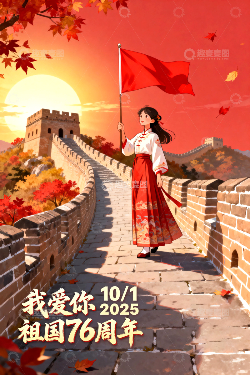 高清大图下载【趣麦麦图】国庆节红色节日背景15