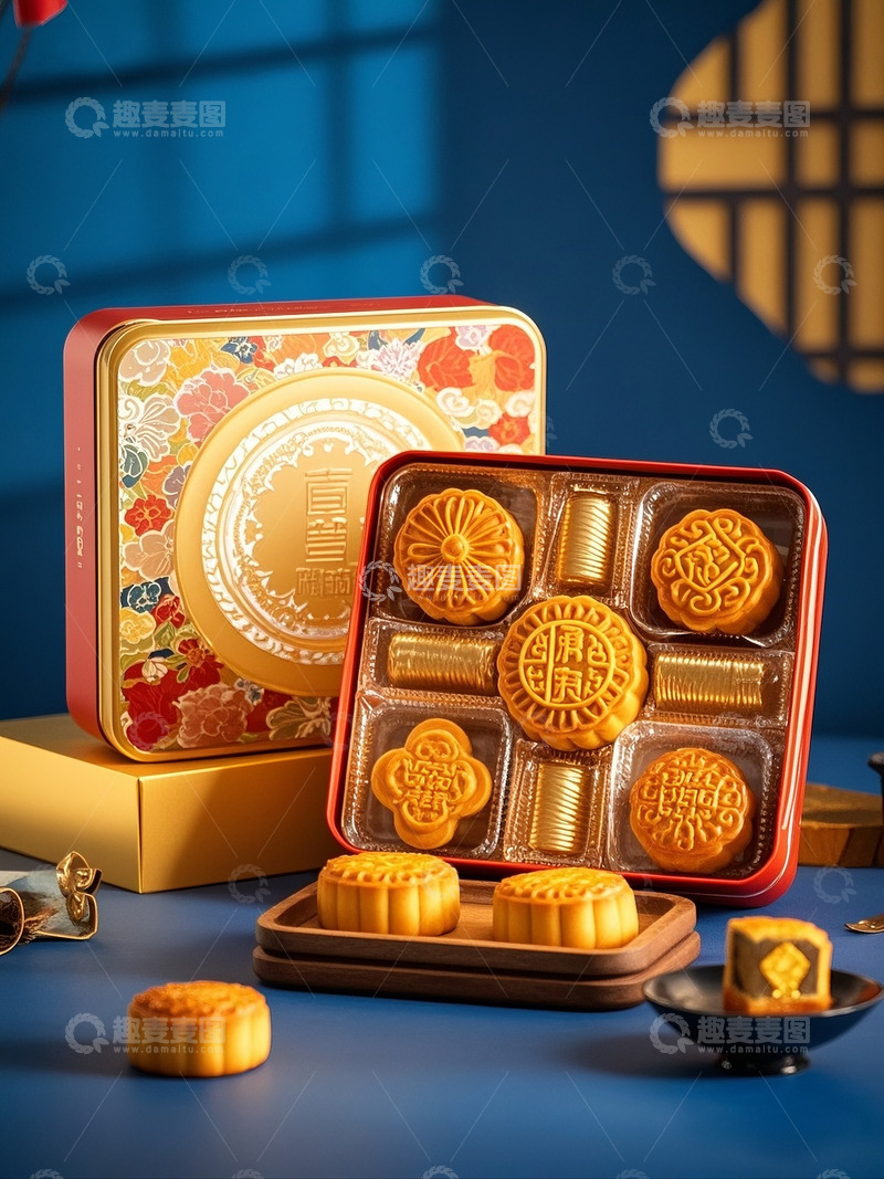 高清大图下载【趣麦麦图】中秋节月饼素材海报2