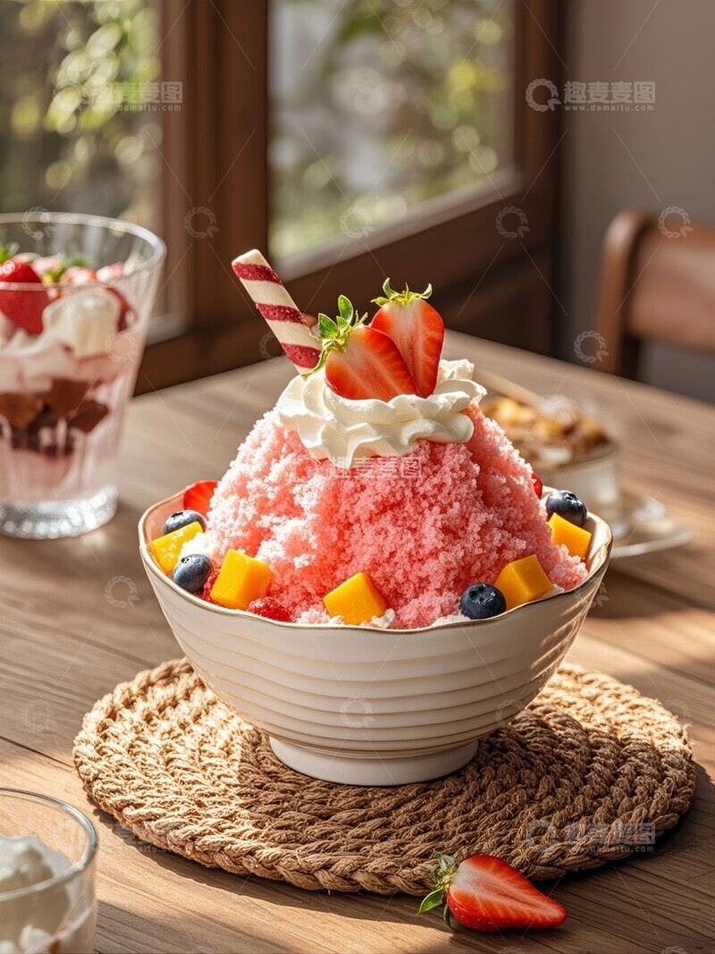 高清大图下载【趣麦麦图】草莓水果刨冰甜品美食