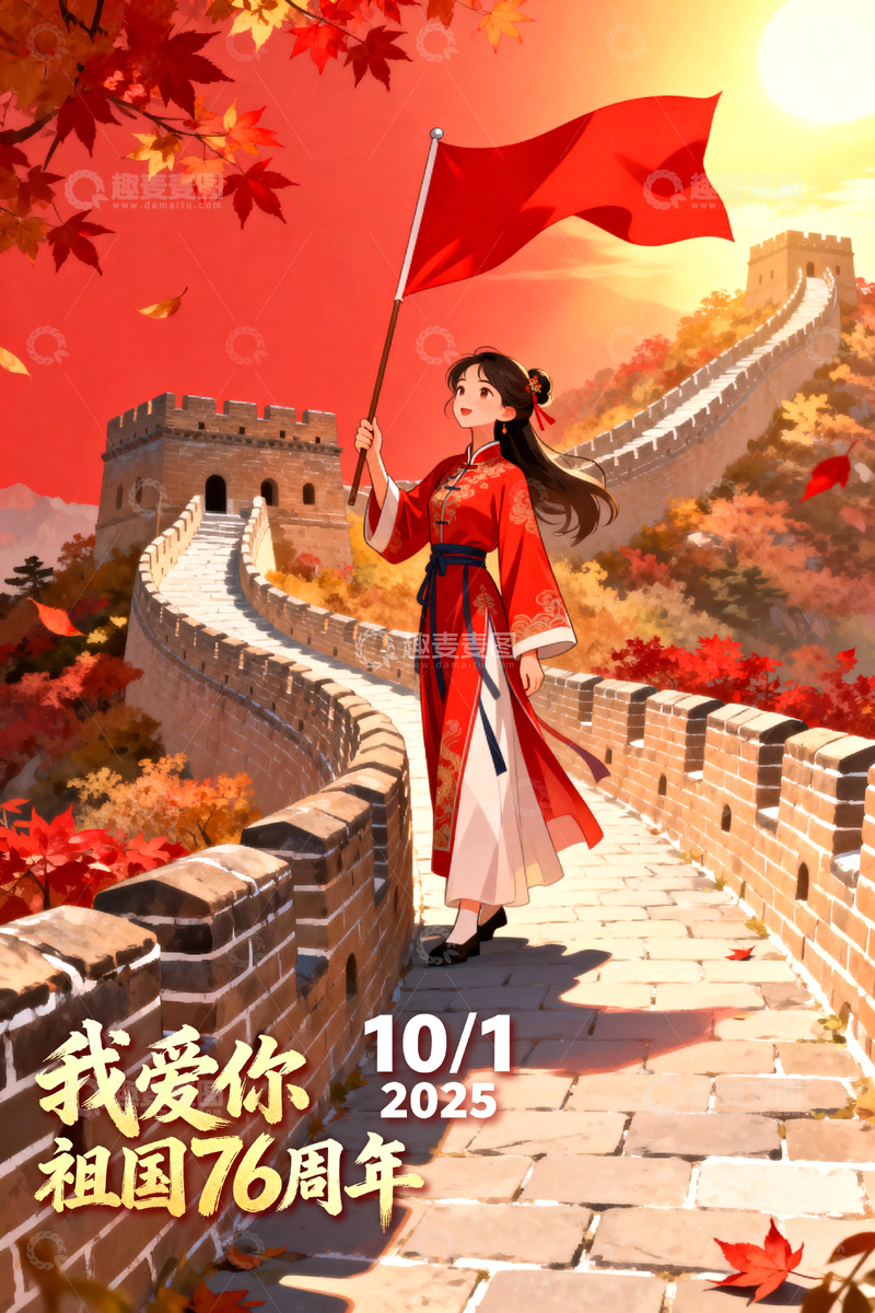 高清大图下载【趣麦麦图】国庆节红色节日背景12