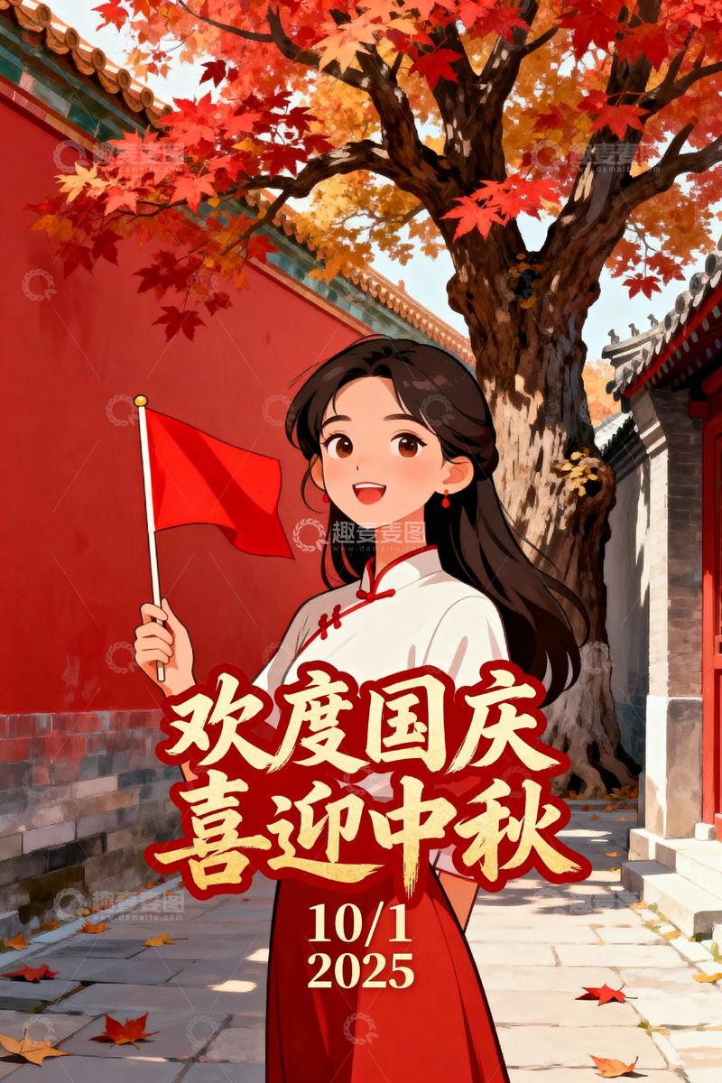 高清大图下载【趣麦麦图】国庆节红色节日背景6