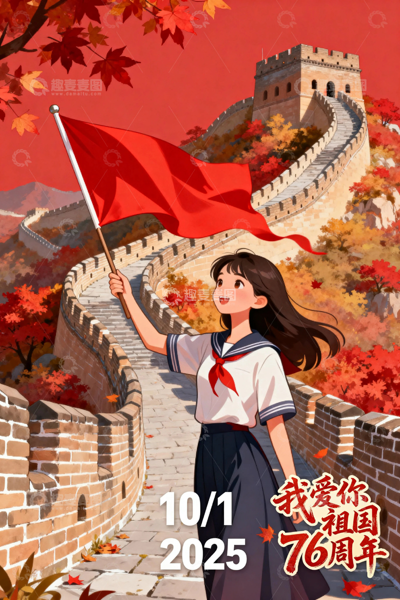 高清大图下载【趣麦麦图】国庆节红色节日背景6