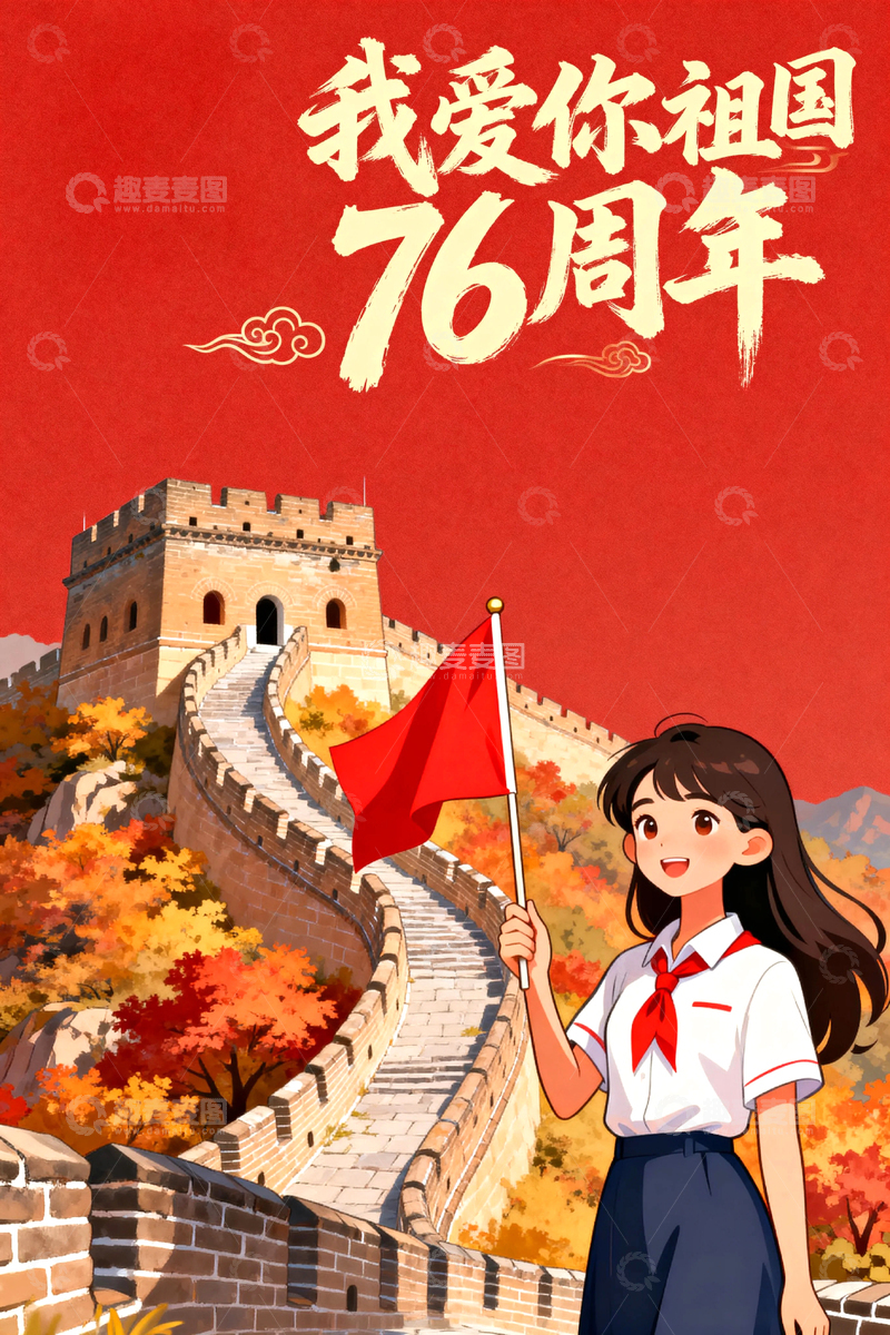 高清大图下载【趣麦麦图】国庆节红色节日背景14