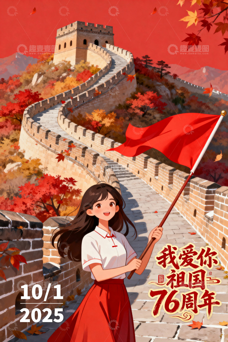 高清大图下载【趣麦麦图】国庆节红色节日背景3