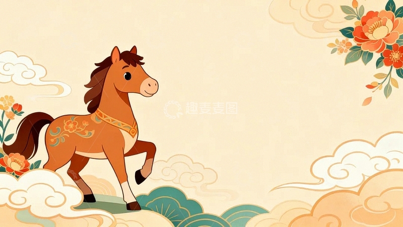 高清大图下载【趣麦麦图】春节马年骏马背景024