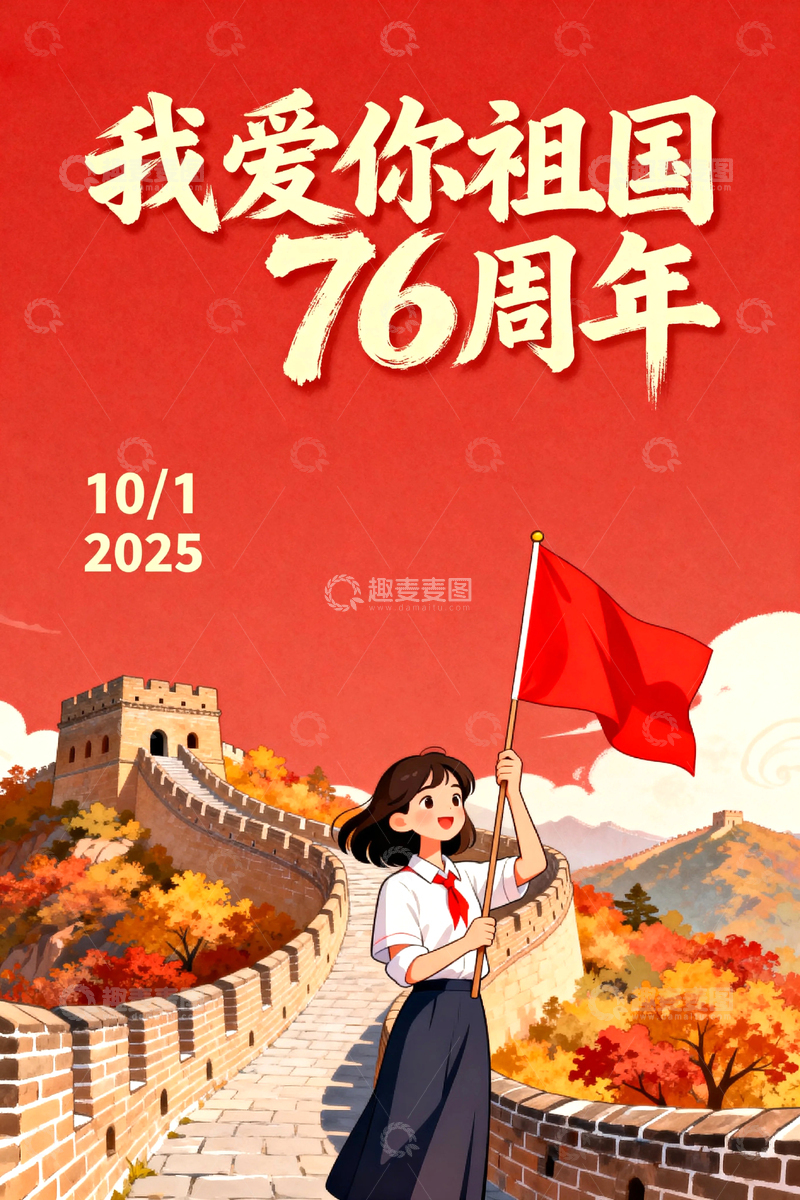 高清大图下载【趣麦麦图】国庆节红色节日背景17