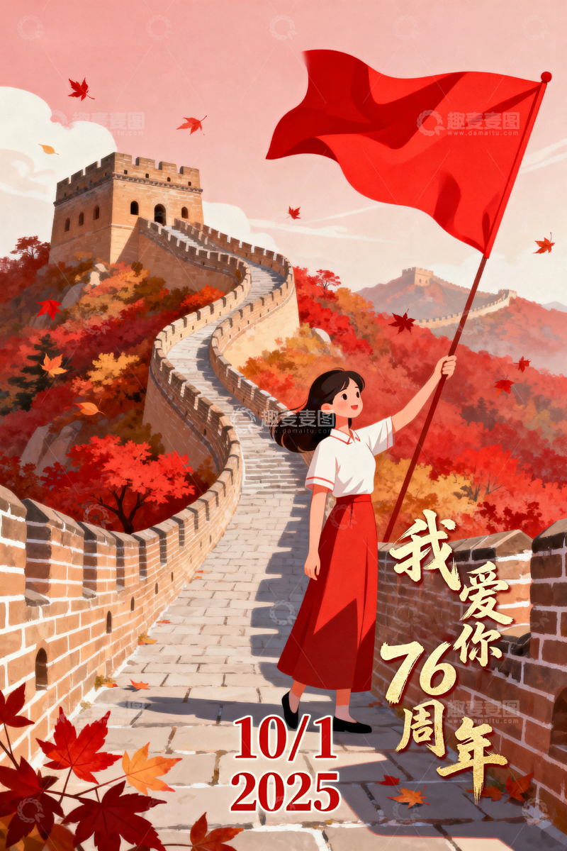 高清大图下载【趣麦麦图】国庆节红色节日背景02