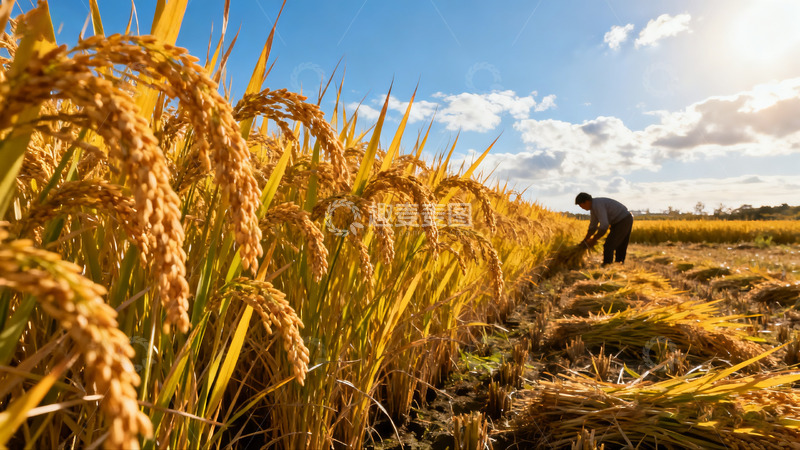 高清大图下载【趣麦麦图】麦田里劳作的辛勤农夫5