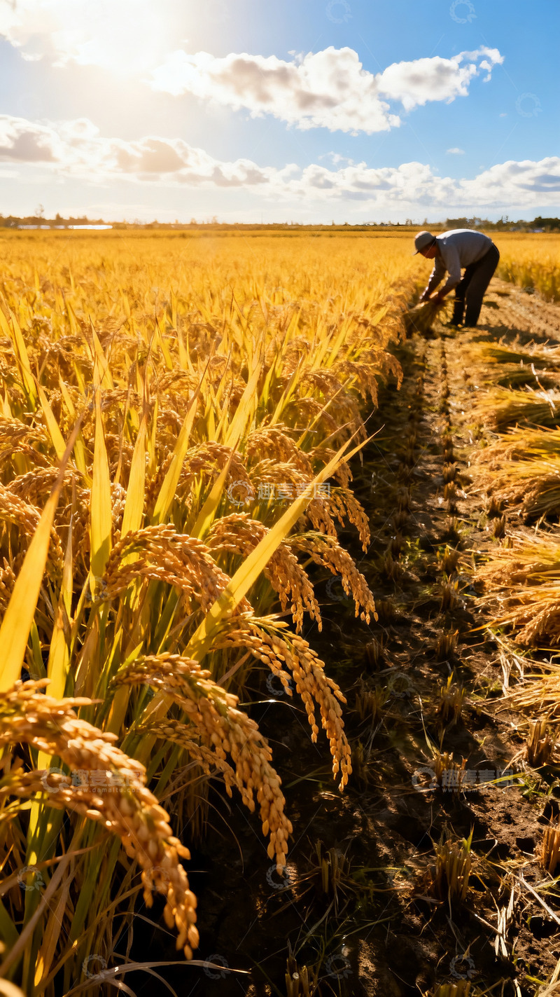 高清大图下载【趣麦麦图】麦田里劳作的辛勤农夫4